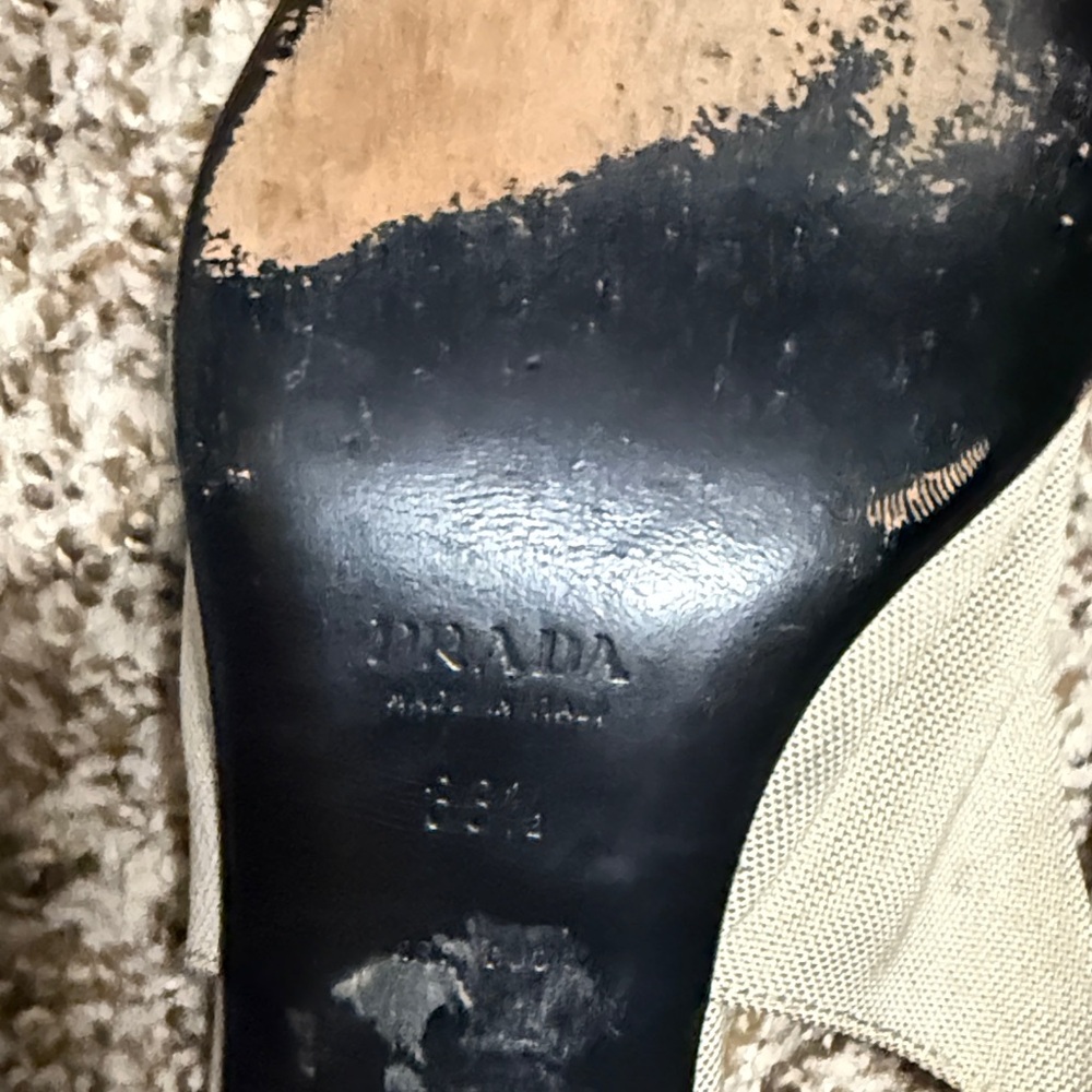 Prada Women's Beige Canvas Slingback Mules - Picture 5 of 7